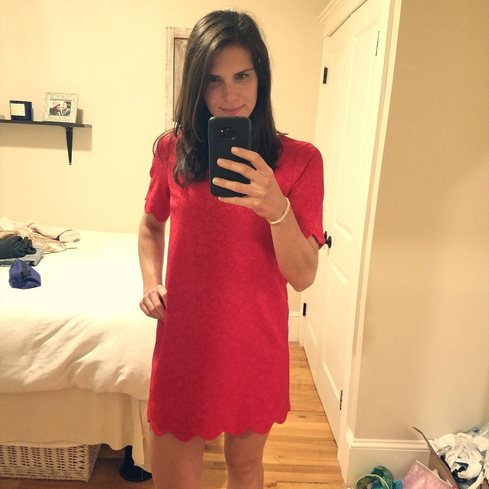 Embroidered mini red dress